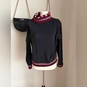 Vintage 80s Carol Little for Saint-Tropez West Wool Embellished Sweater, Medium